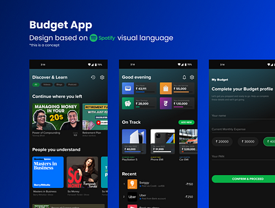 Budget App app bfsi budget design finance graphic design money ui ux