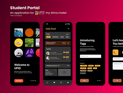 Student Portal app application class college design graphic design student ui upid ux