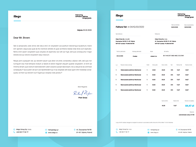 Idego invoice & company paper brand design brand identity branding finance invoice template logo mock up sheets