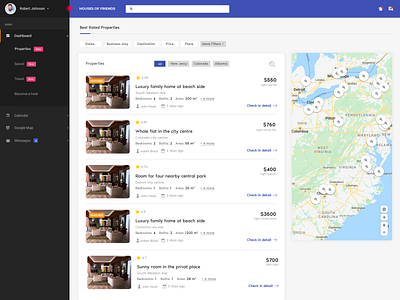 Houses of Friends booking app booking system bright dashboard design houses listing ui ux web