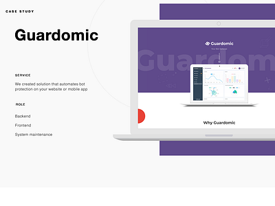 Guardomic - solution that automates bot protection charts dashboard design mock up purple safety statistics ui ux web website