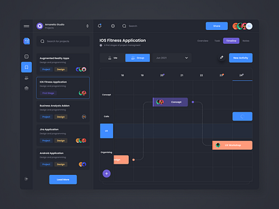 Task Management Application app app design calendar calendar ui clean crm figma flow management project project management task task list task management team timeline ui ux web