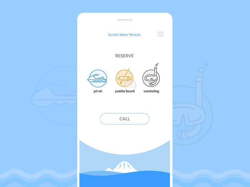 UI interactions for rental reservations app animation app booking calendar checkout interaction interface mobile payment reservation ui water sports