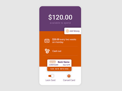 Wallet Card app bank card design money ui ux wallet