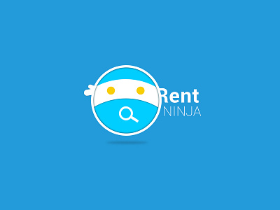 Rent Ninja logo app blue design logo typo ui ux yellow