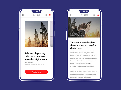 News App UI app desing fresh mobile news red ui ux