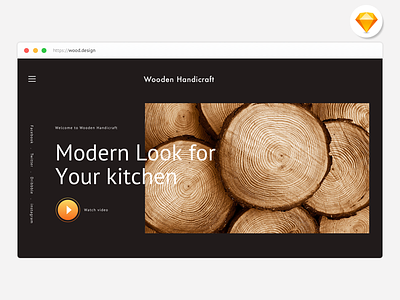 Wooden Kitchen Web UI angular htm5 mobile react js sketch app ui ux visual web