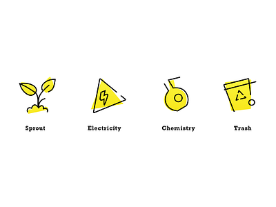 Eco Icons Set ⚡ abstract branding chemistry drawing electricity icon icons logo sketch sprout trash vector