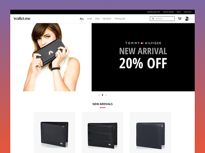 Wallet.me black clean e commerce flat minimal website