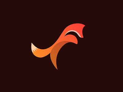 Fox almost flat fox gradient logo minimal orange red