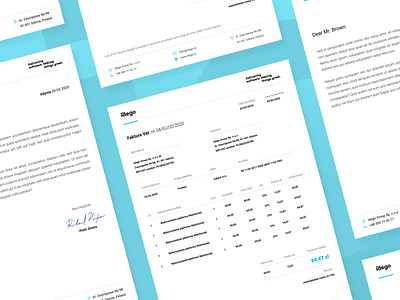 Company paper & invoice brand design branding bright documents logo mockup sheets software house visual identity