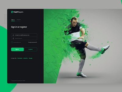 Foot Players app dashboard app design design app football green mockup ui ux web webdesign