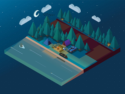 Isometric Forest at Night