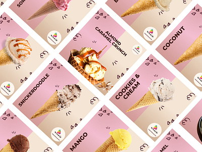 Ice Cream Flavour Cards design graphic design