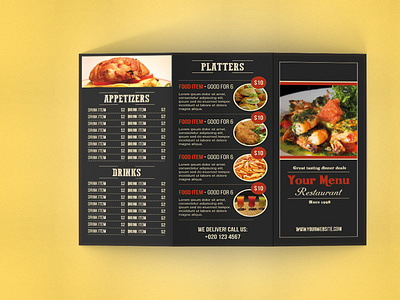 A4 Tri fold Brochure Mockup Opened Front 4