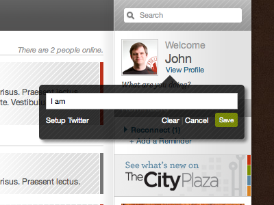 Update your status in The City dialog redesign status update the city ux