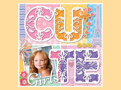 Printable Cute Girls Scrapbook Frame photo editing services photoediting scrapbook scrapbooking wall decor