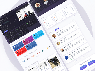 Design concept of Domain Review brand promotion contrast dark ui product page purple purple gradient rating reputation reviews statistics stream ui design ui ux web user experience user interface ux design violet