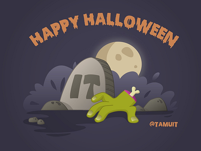 Spooky Season adobe illustrator design halloween happy halloween illustration illustrator moon texas am texas am university tombstone vector zombie