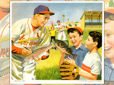 Batter Up! baseball cardinals collage fish hand cut winston smith