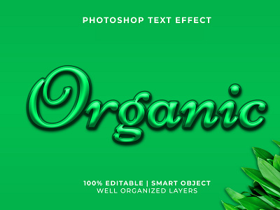 Organic Photoshop Text Effect Template creative green landscape leaf leaves organic photoshop text effect text mockup