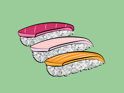 Nigiri Sushi drawing fish food food illustration illustration nigiri rice salmon snapper sushi tuna vector