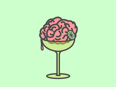 Booze for Brains alcohol brain cocktail coupe cup drink glass illustator mind soaked thought vector