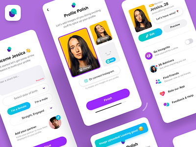 Friendly - iOS Onboarding & Profile app app design app onboarding edit profile friendly friendly app ios ios app ios onboarding mobile app mobile ui onboarding profile social social app ui