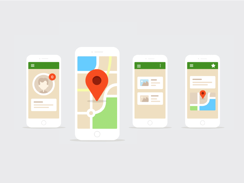 Domain app - Error Notifications mobile app ios domain map location image card illustration notification gif motion
