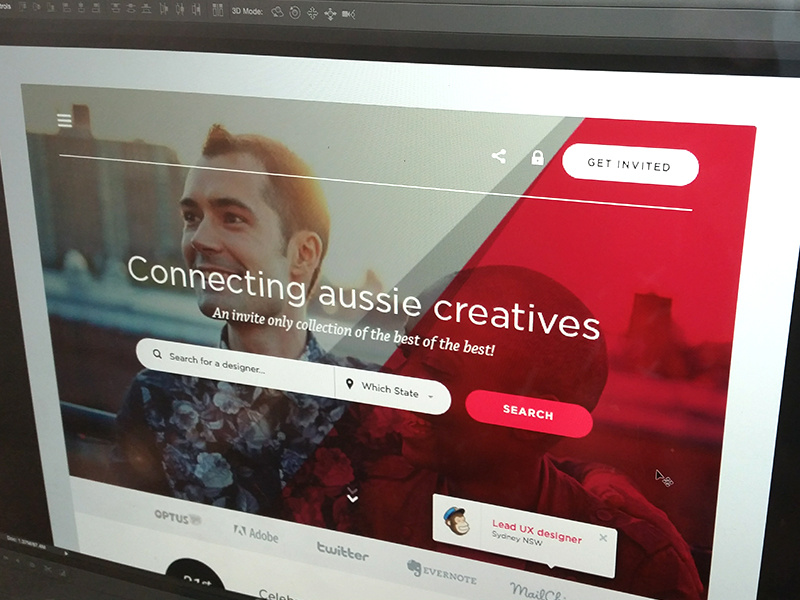 Creative Aussies - Landing page preview website web design homepage landing page search red