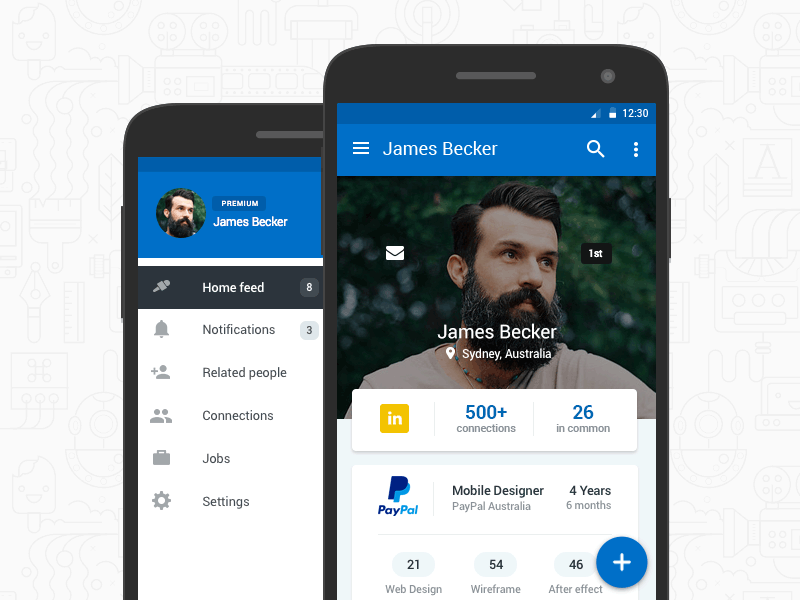Linkedin - Android material design android blue linkedin material design mobile design ui