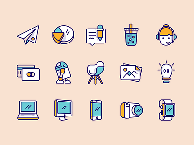 Iconset Update - Atlassian avatars camera cloud devices document email graph icons iconset illustration printer users