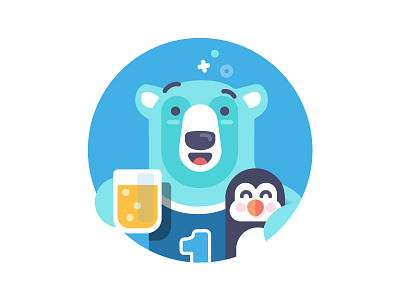 Polar Buddies - illustration beer blue character friends illustration penguin polar bear