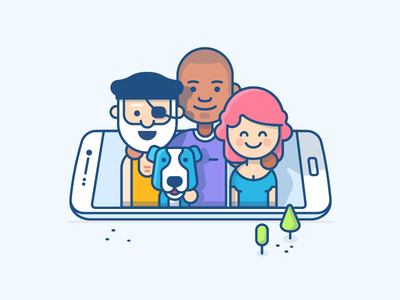 Teamwork Illustration - Mobile atlassian character family illustration ios jira mobile office outlinned pirate team teamwork