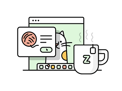 eCommerce Illustration browser cat character coffee ecommerce illustration shopping