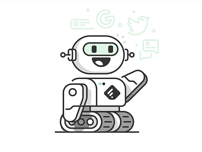 Feedly - Bot illustration bot character feed feedly illustration outlinned robot social