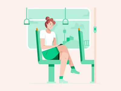 Transit apply bank bus character illo illustration lady phone prospa sydney train transit transport travel