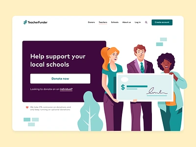 TeacherFunder - Donate landing page branding character funding homepage illustration landing landing page landingpage school teacherfunder teachers ui ux website