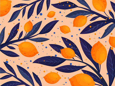 Lemon pattern background floral fruit illustration leaf lemon nature pattern summer