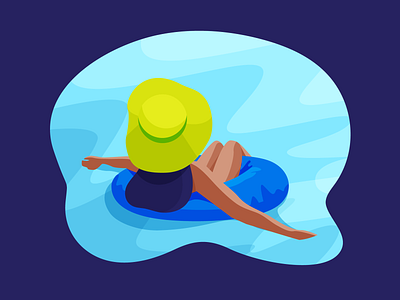 Summer vibe bikini character girl hat illustration pool relex rest sea summer sun swim vibe water