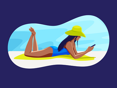 Summer vibe 3 bikini character girl hat illustration pool relexing rest summer sun sunbath swimsuit tan