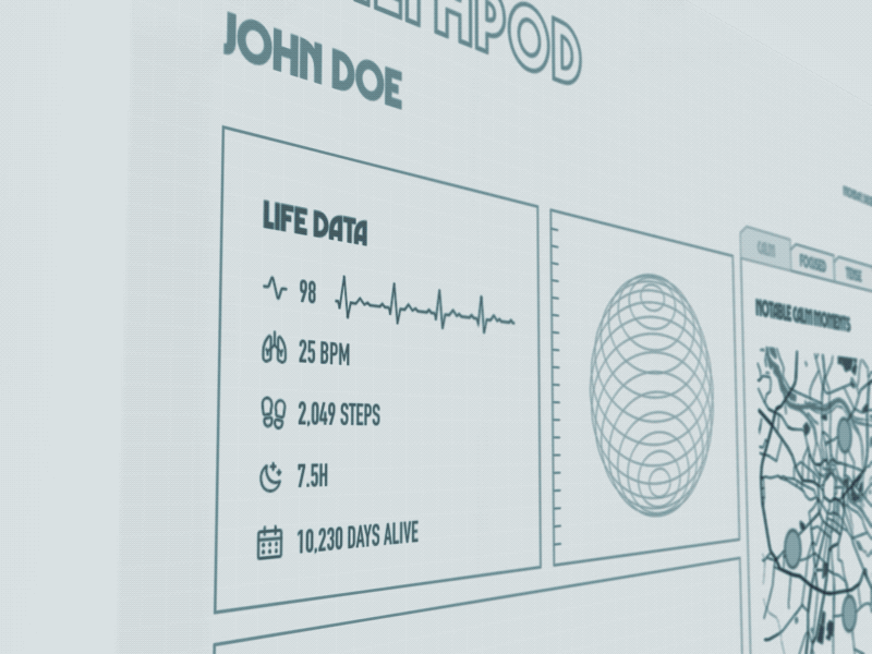 HealthPod #2 app app design application concept design dark ui health health app medical sci fi