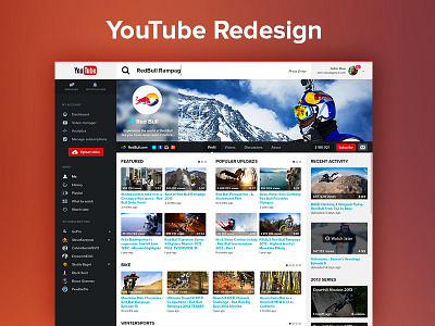 YouTube Redesign (Profil page) google redesign ui user interface ux video webdesign youtube