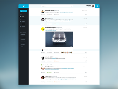 Twitter Redesign - Cleaner version blue clean flat interface redesign twitter ui web