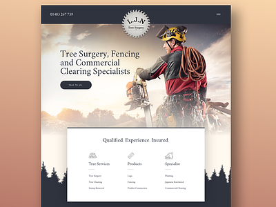 LJN Tree Surgery branding design homepage layout lumberjack tree tree surgery website