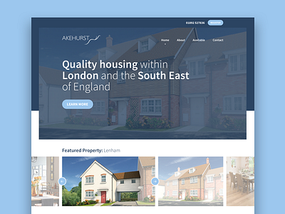 Akehurst brand building commercial design graphic homepage house property development ui ux