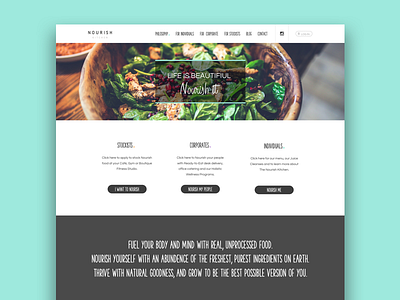 Nourish Kitchen branding design flat food logo type typography ux vector web design