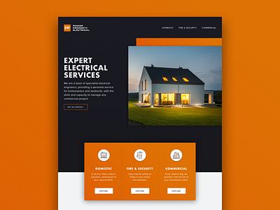 Power Property Electrical branding design electricians flat logo property type ux vector web design