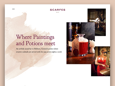 Scarfes Bar branding design drink flat food musician type ux vector web design