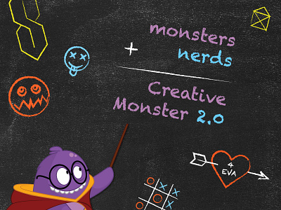 Creative Monster 2.0 branding chalk design doodles flat logo monster type vector web design